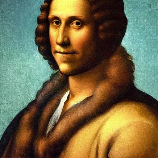 Image similar to portrait of barack obama president of the usa, short hair. painting by leonardo da vinci