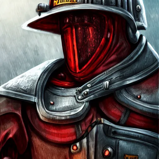 Image similar to old man firefighter knights armour, highly detailed, digital art, sharp focus, trending on art station, anime art style