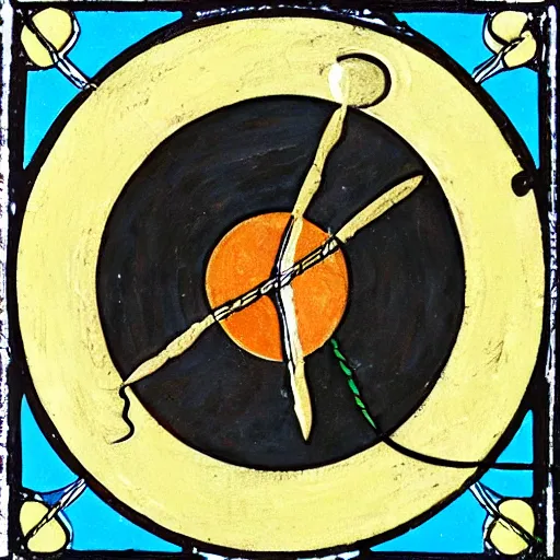 Image similar to a pagan ritual with a bumblebee in the middle of a bullseye of salt, art nouveau