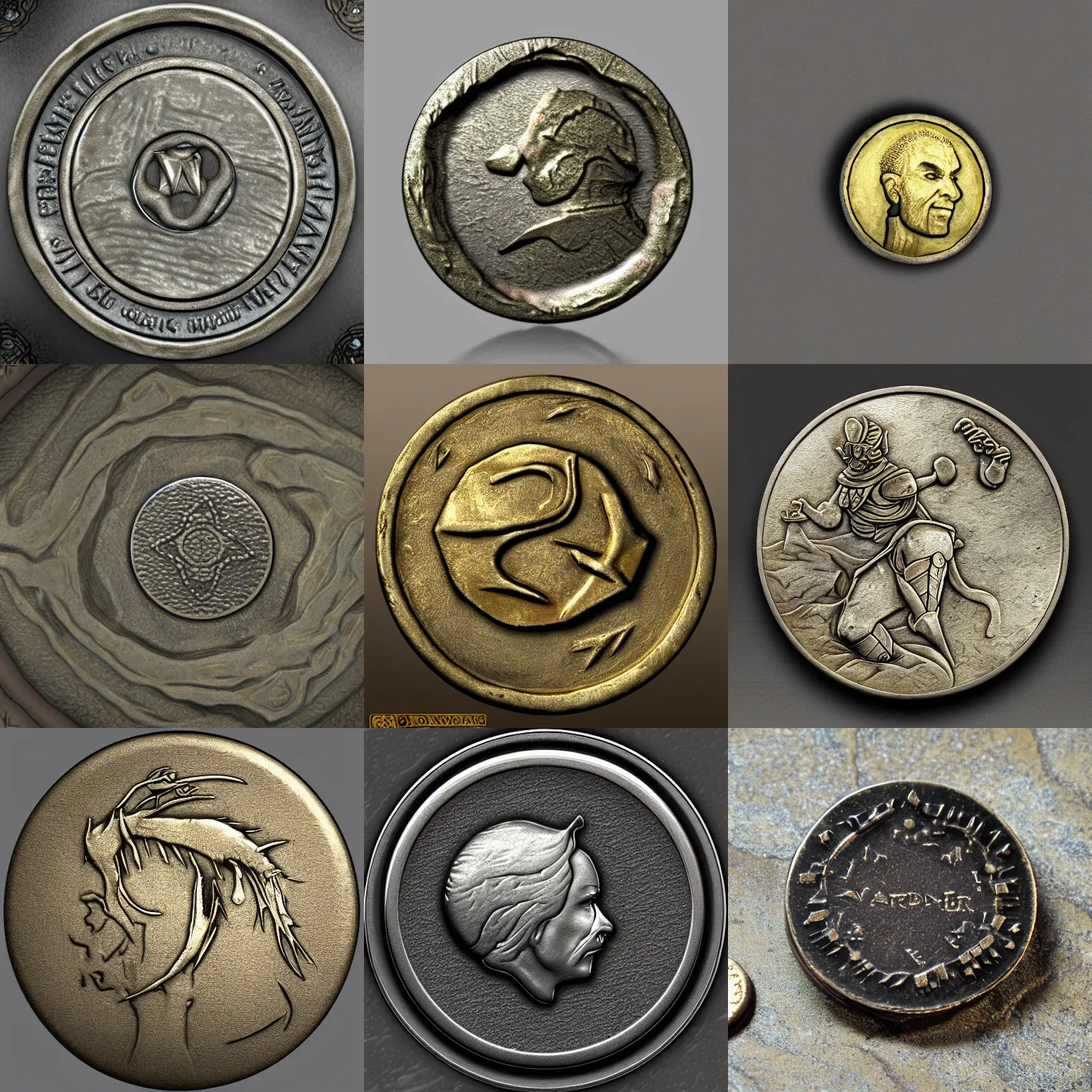 Image similar to a coin from Vvardenfell, ultra realistic, highly detailed, 4k quality photo