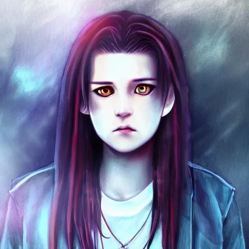 Image similar to Twilight anime, Stranger Things, Edward, Bella, photorealistic, dramatic lighting, soft, sharp focus, highly detailed, digital painting