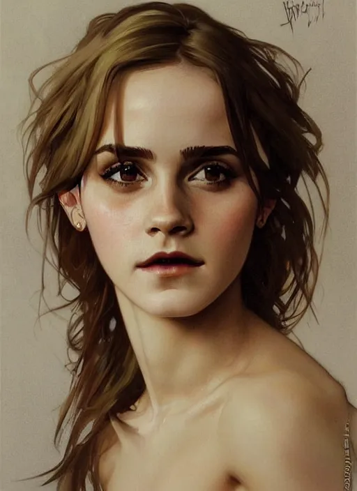 oil painting of emma watson giving biting her lip | Stable Diffusion ...