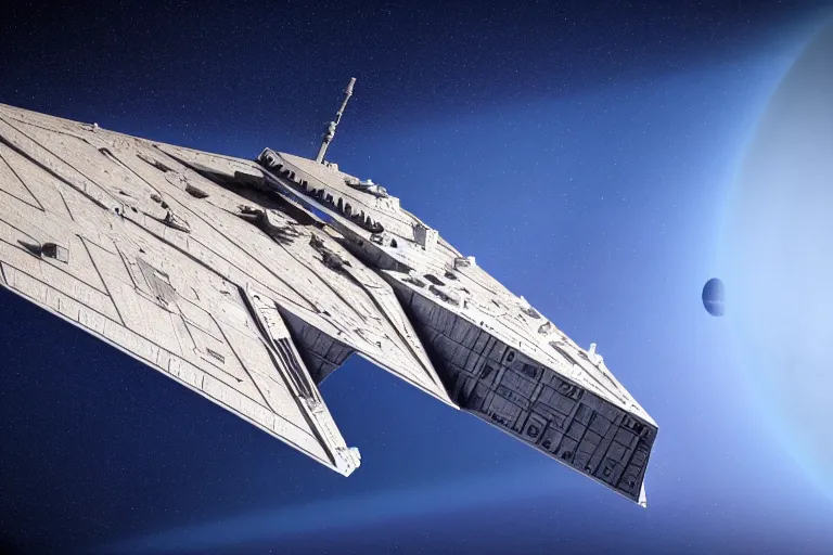 Image similar to nasa star destroyer, cinematic, shadows, 4 k, detailed, by unreal engine, cgsociety, vfx, hd, archvis
