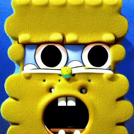 Image similar to realistic sponge bob as human face highly detailed, intricate, sharp focus, digital art, 8 k