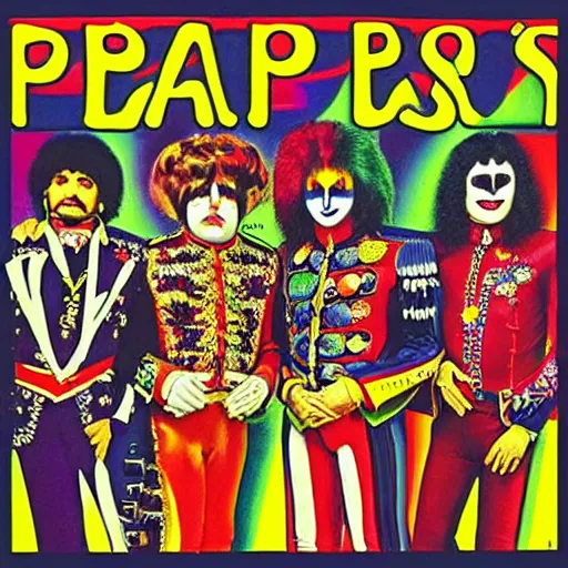 Image similar to an album cover for 'sgt peppers' by kiss