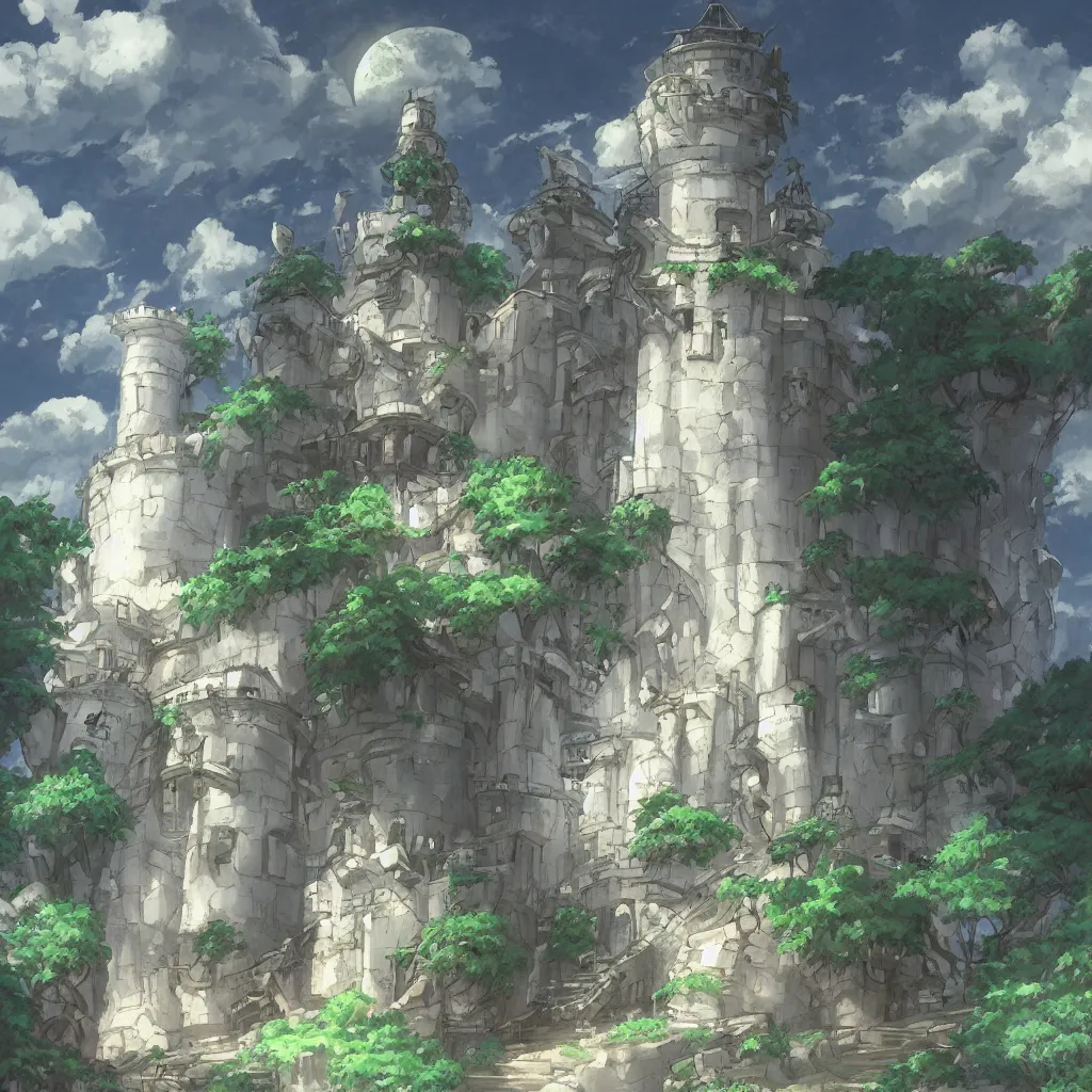 Image similar to a glowing white tower, fantasy art, 2 d game art, by studio ghibli