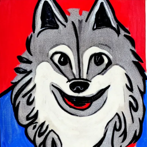 Image similar to retarded wolf, expressionism