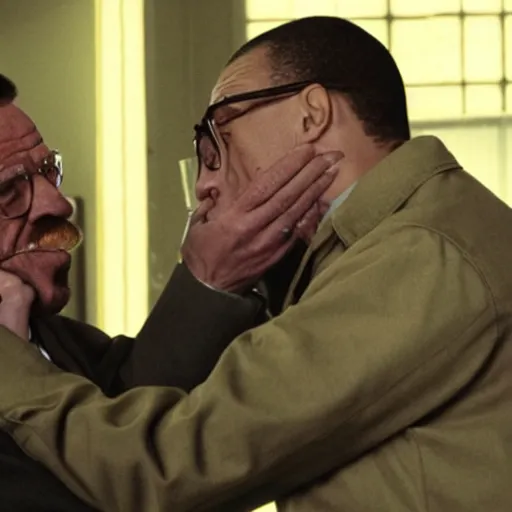 Prompt: Walter White Kissing Gustavo Fring