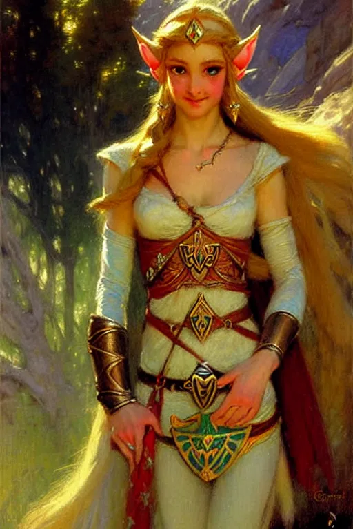 Image similar to princess zelda by gaston bussiere