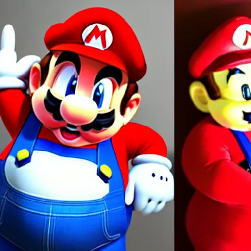 Image similar to real life big chungus dressed like mario, super mario, big chungus, fat bugs bunny, high resolution photo