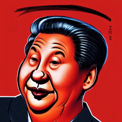 Image similar to xi jinping as communist clown, clown, soviet propaganda style, vivid colors, detailed lines, dominating red color, detailed portrait, poster style