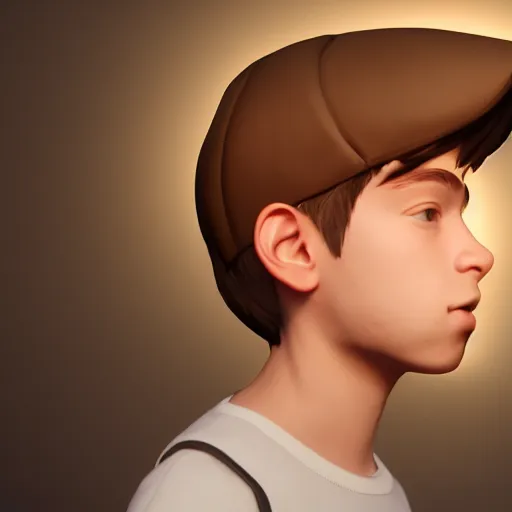 Image similar to a beautiful portrait of a cute stylish boy. volumetric lighting, subsurface scattering, hyperrealistic, render, hyperdetailed