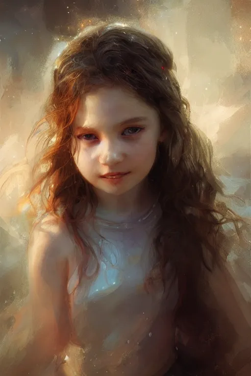 Image similar to Atlantis little girl, joyful, close-up portrait, intricate, elegant, volumetric lighting, scenery, digital painting, highly detailed, artstation, sharp focus, illustration, concept art, ruan jia, steve mccurry