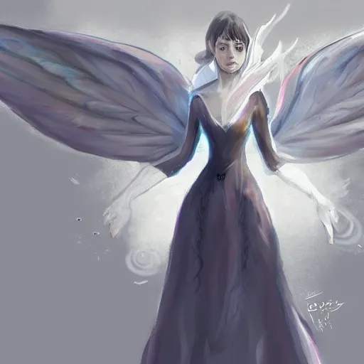 Prompt: a spirit ghost fairy with wings, confident, highly detailed, digital painting, trending on artstation, concept art, sharp focus, high detail, illustration, anime, disney artist, sharp focus, ghibli studio, art by ross draws and stanley artgerm, 8 k