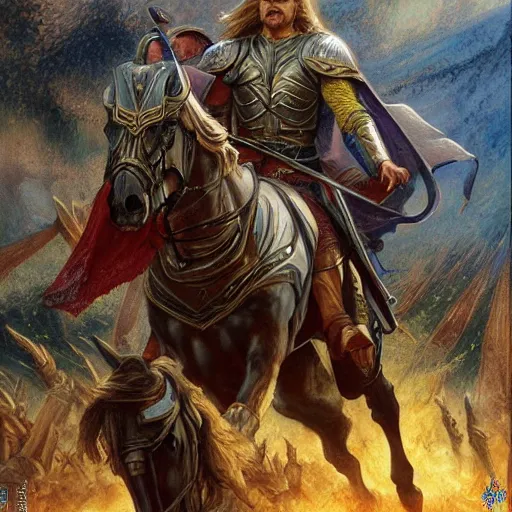 Prompt: noble prince rider Éomer of Rohan by Mark Brooks, Donato Giancola, Victor Nizovtsev, Scarlett Hooft, Graafland, Chris Moore