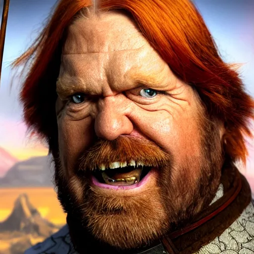 Prompt: portrait of hacksaw jim duggan as willy wonka in morrowind, fantasy, warcraft, warhammer, splash art, movie still, detailed face, photorealistic facial features, cinematic lighting, dramatic, octane render, long lens, shallow depth of field, bokeh, anamorphic lens flare, 8 k, hyper detailed, 3 5 mm film grain