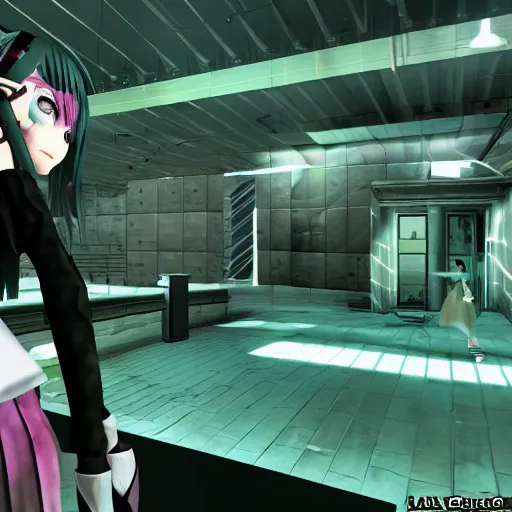 Prompt: Hatsune Miku. screenshot from Max Payne 1 game
