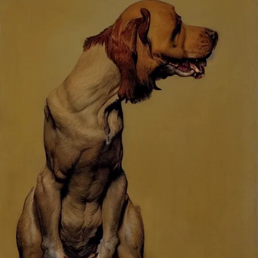 Prompt: portrait of a golden bone beast, by Norman Rockwell