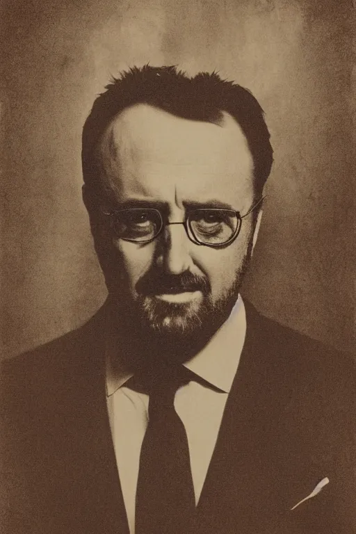 Prompt: richard garriott, portrait, full body, symmetrical features, silver iodide, 1 8 8 0 photograph, sepia tone, aged paper, sergio leone, master prime lenses, cinematic