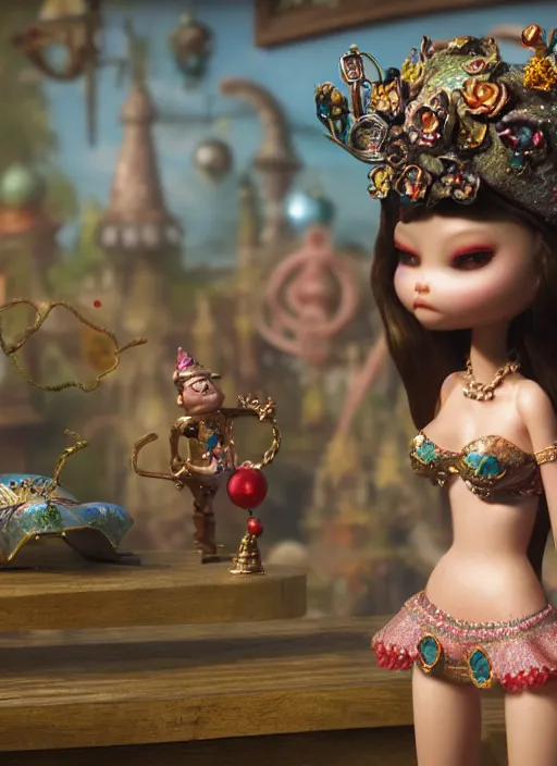 Prompt: highly detailed closeup, profile portrait of tin toy fairytale princess bikini, unreal engine, nicoletta ceccoli, mark ryden, earl norem, lostfish, global illumination, detailed and intricate environment