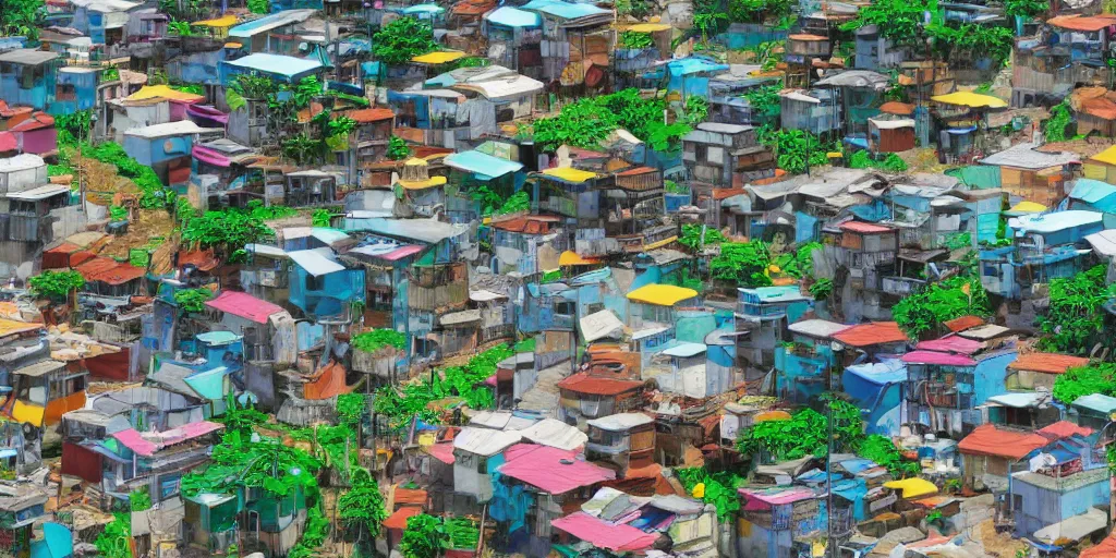 Prompt: brazilian favela, anime art style, studio ghibli, 4 k, 8 k