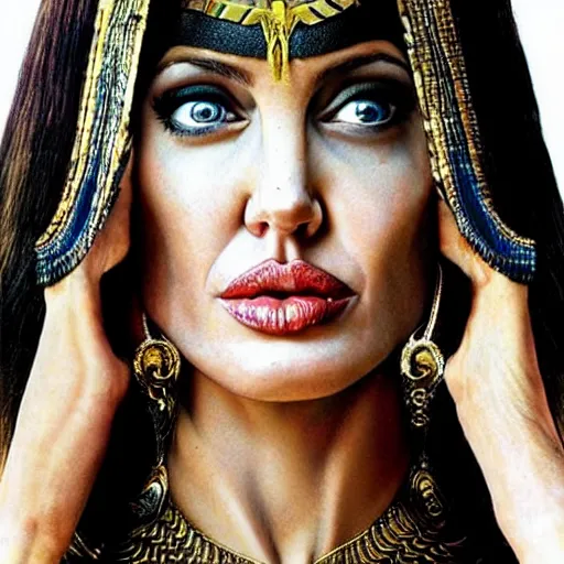 Image similar to an amazing award winning photo of angelina jolie as cleopatra, beautiful masterpiece