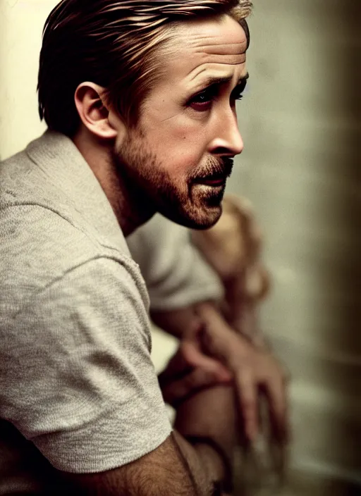 Prompt: ryan gosling fused with a goose neck, natural light, bloom, detailed face, magazine, press, photo, steve mccurry, david lazar, canon, nikon, focus