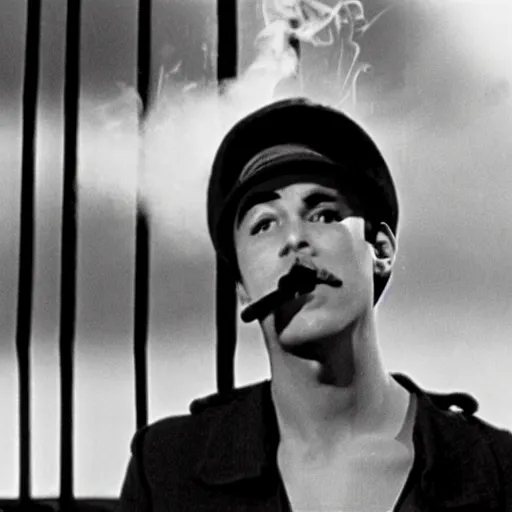 Image similar to mario smoking a cigarette in the film persona 1 9 6 6