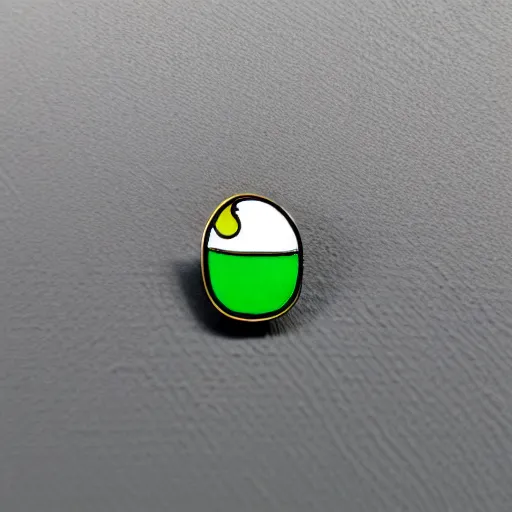 Prompt: a photo of a retro minimalistic jalapeno on fire enamel pin, use of negative space allowed, black and white only, smooth curves