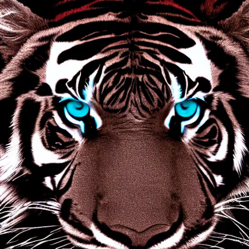 Image similar to the outline of the face of an electric blue tiger, black background