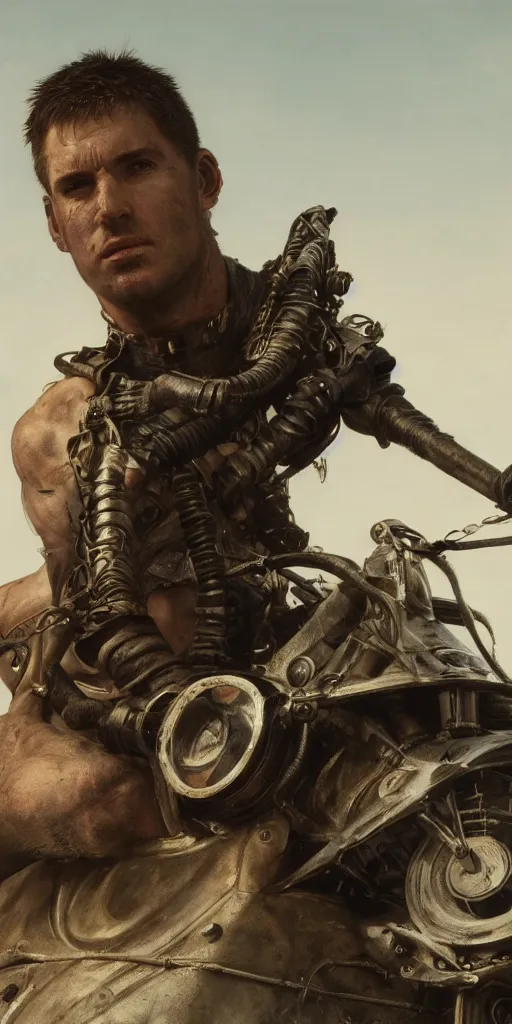 Image similar to mad max, masterpiece by Edgar Maxence and Ross Tran and Michael Whelan, 8k, octane render