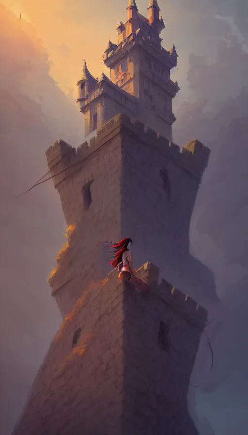 Prompt: creature on top of a castle by jesper ejsing, ilya kuvshinov, greg rutkowski on artstation