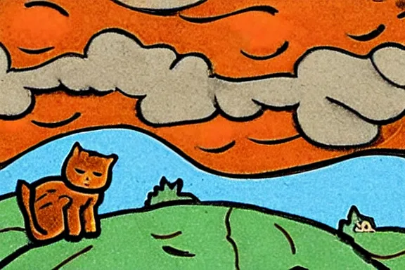 Prompt: a detailed panel of the comic heathcliff starring heathcliff the orange cat, award - winning crisp details