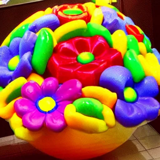 Prompt: A flower made of candy in a world made of candy