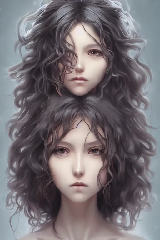 Prompt: anime manga girl with wild big hair, straight on portrait, by artgerm, james jean, tom bagshaw, gerald brom, 4 k, smooth, hd, substance designer render, full body character concept art, symmetrical,