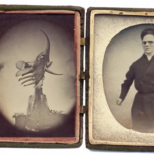 Prompt: tintype photo, bottom of the ocean, squid, whale