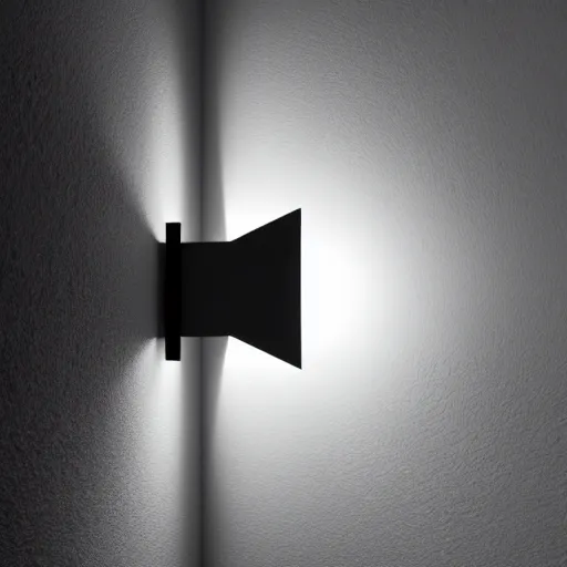 Prompt: a light that is on a wall in the dark, a raytraced image by pixar, trending on unsplash, light and space, volumetric lighting, cinematic lighting, flickering light