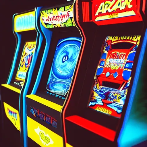 Image similar to 1990s arcade machine, octane render, unreal engine, digital art, Artstation, Trending on Artstation, Artstation HQ, Artstation HD, cgsociety, Pinterest, 8k , close up to the screen, wide angle, godrays, volumetric, reflections, cinematic, epic, ultra realistic, accurate, coherent, 3D Render,