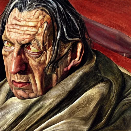 Prompt: high quality high detail painting by lucian freud, hd, sauron from lord of the rings