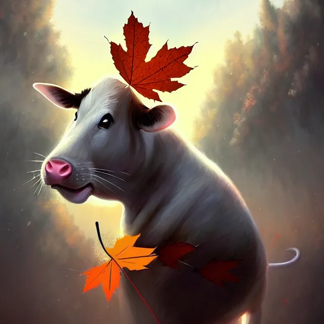 Prompt: epic professional digital art of ((((🐄 !!!!🐭 !!!!🍁, best on artstation, cgsociety, wlop, cosmic, epic, stunning, gorgeous, much detail, much wow, masterpiece
