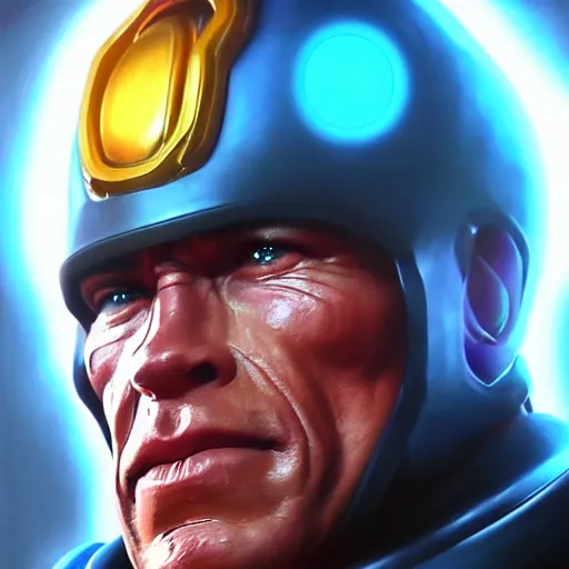 Image similar to a screenshot of arnold schwarzenegger as zenyatta in overwatch, portrait, fantasy, beautiful face, vivid colors, elegant, concept art, sharp focus, digital art, hyper - realistic, 4 k, unreal engine, highly detailed, hd, dramatic lighting by brom, trending on artstation