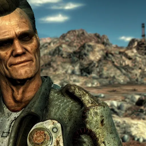 Image similar to Jim Carrey in Fallout New Vegas, 4k, detailed,