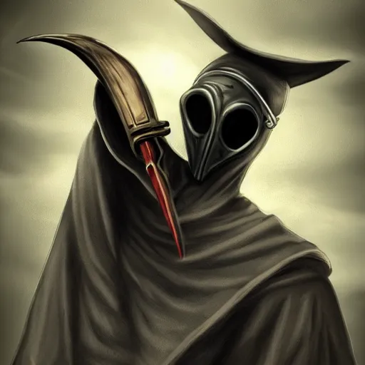 Image similar to photo of a futuristic plague doctor warrior