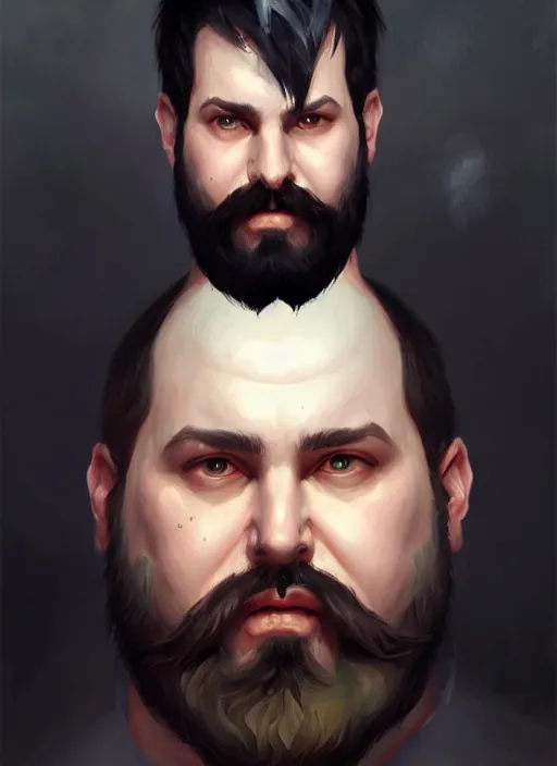 Image similar to a _ fantasy _ style _ portrait _ painting _ of white male short black hair chubby disconnected beard, rpg dnd oil _ painting _ unreal _ 5 _ daz. _ rpg _ portrait _ extremely _ detailed _ artgerm _ greg _ rutkowski _ greg