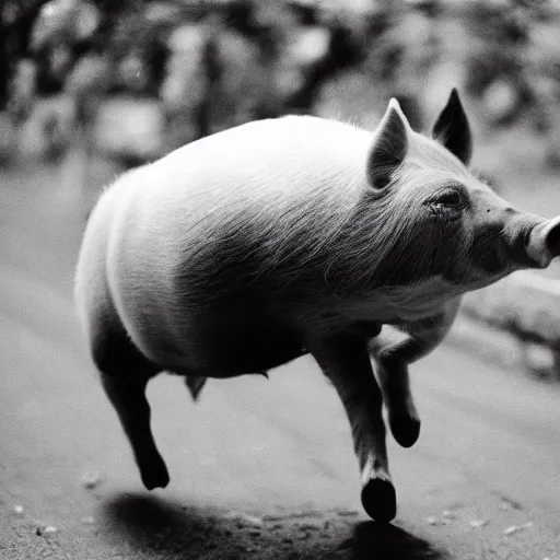 Image similar to illustration of boy riding pig, black and white, cinestill, 800t, 35mm, full-HD