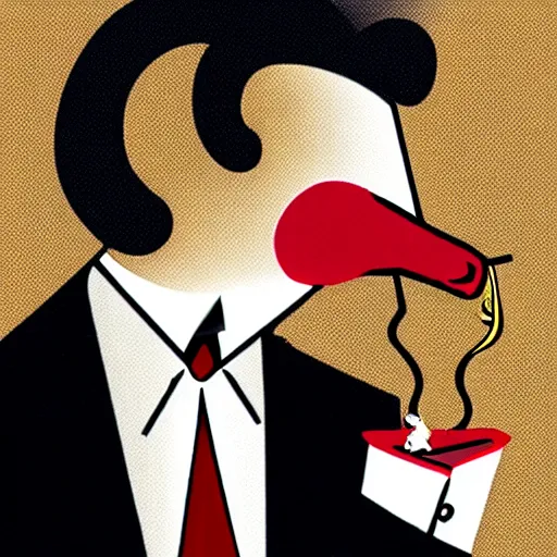 Image similar to an antropomorphic horse wearing a suit smoking a cigar