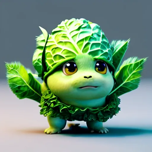 Prompt: high quality 3 d render very cute cabbage! highly detailed, unreal engine cinematic smooth, in the style of detective pikachu, hannah yata charlie immer, moody light, deep purple smoothed background, low angle, uhd 8 k, sharp focus