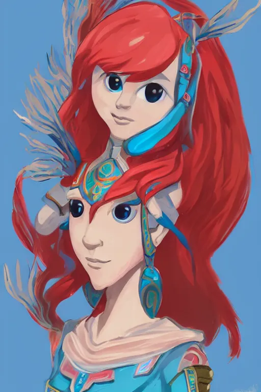 Image similar to an in game portrait of mipha from the legend of zelda breath of the wild, breath of the wild art style.