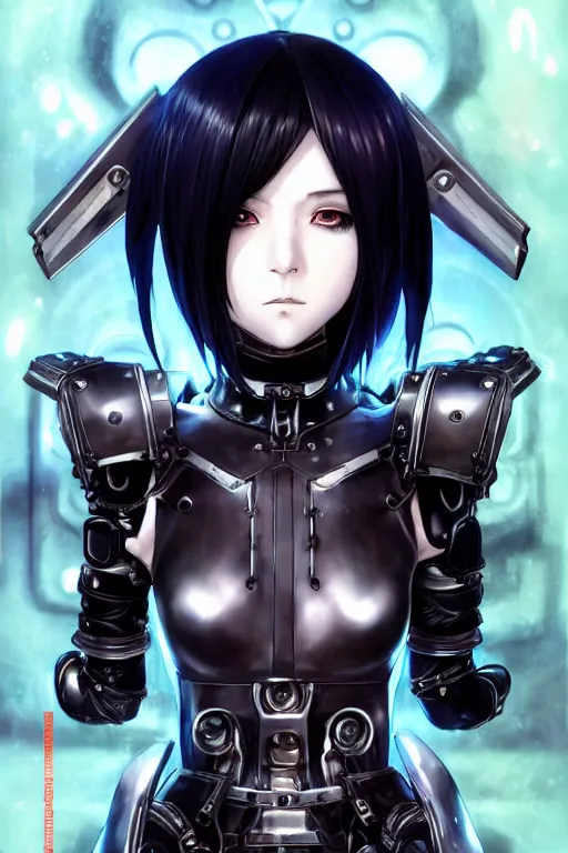 Image similar to portrait Anime goth cyberpunk girl mechanical armor, blame, cute-fine-face, black-hair pretty face, realistic shaded Perfect face, fine details. Anime. Warhammer 40000, realistic shaded lighting by Ilya Kuvshinov katsuhiro otomo ghost-in-the-shell, magali villeneuve, artgerm, rutkowski, WLOP Jeremy Lipkin and Giuseppe Dangelico Pino and Michael Garmash and Rob Rey and Tsutomu Nihei