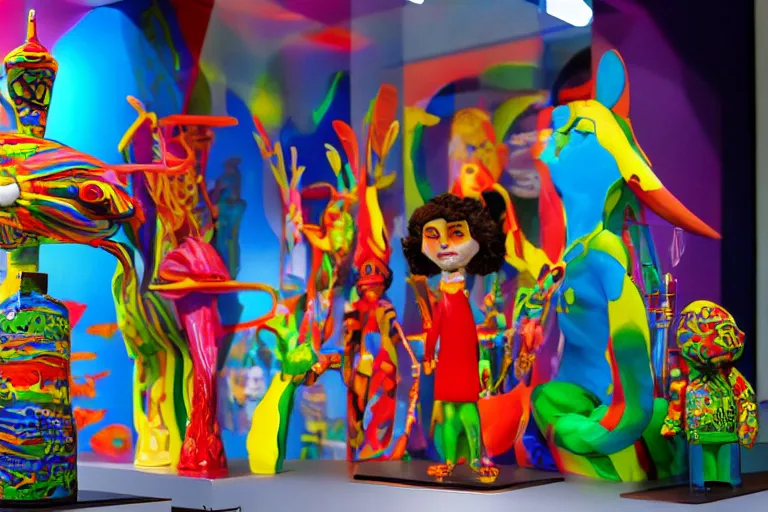 Image similar to one cartoon psychedelic sculpture toy on display